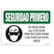 Signmission OSHA Sign, Eye Protection Required In Spanish, 10in X 7in Rigid Plastic, 10" W, 7" H, Landscape OS-SF-P-710-L-10787 - alternate 1